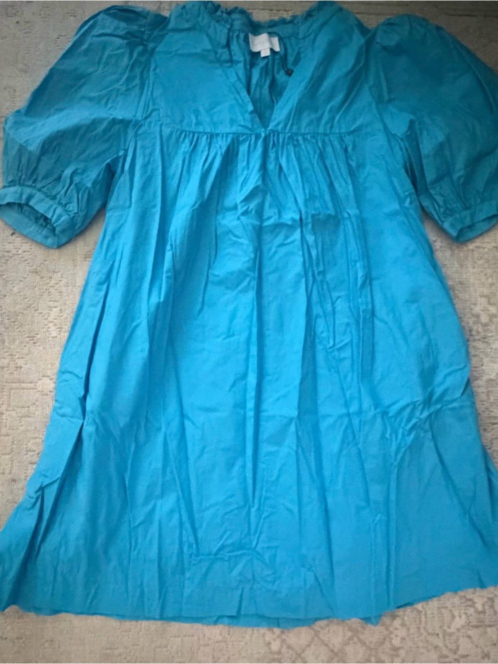 Sugarlips Bright Aqua Puff Sleeve Tunic Dress